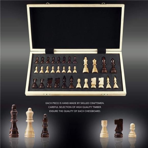 Chess Set, 15"x15" Folding Magnetic Wooden Standard Chess Game Board Set - Picture 5 of 7
